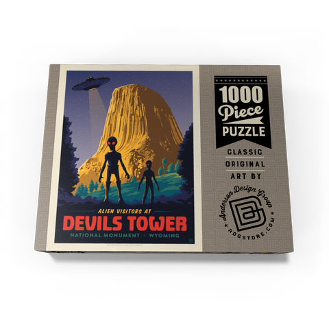 Devils Tower, WY: Alien Visitation, Vintage Poster 1000 Jigsaw Puzzle box view3