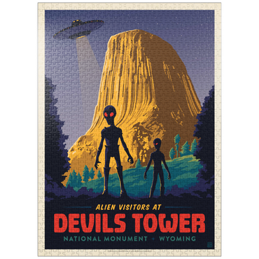 puzzleplate Devils Tower, WY: Alien Visitation, Vintage Poster 1000 Jigsaw Puzzle