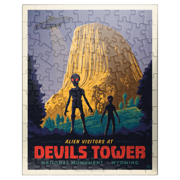 puzzleplate Devils Tower, WY: Alien Visitation, Vintage Poster 100 Jigsaw Puzzle