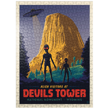 puzzleplate Devils Tower, WY: Alien Visitation, Vintage Poster 500 Jigsaw Puzzle