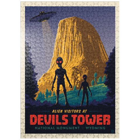 puzzleplate Devils Tower, WY: Alien Visitation, Vintage Poster 500 Jigsaw Puzzle