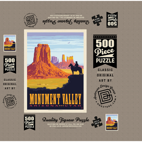 Monument Valley: Cowboy Ranger, Vintage Poster 500 Jigsaw Puzzle box 3D Modell