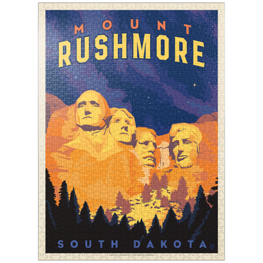 puzzleplate Mt Rushmore National Memorial: At Night, Vintage Poster 1000 Jigsaw Puzzle