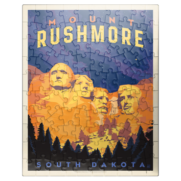 puzzleplate Mt Rushmore National Memorial: At Night, Vintage Poster 100 Jigsaw Puzzle