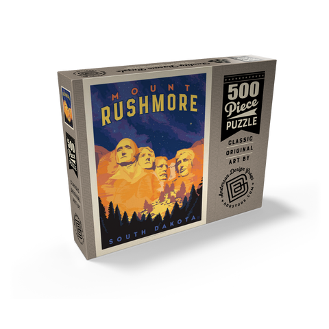 Mt Rushmore National Memorial: At Night, Vintage Poster 500 Jigsaw Puzzle box view2