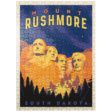 puzzleplate Mt Rushmore National Memorial: At Night, Vintage Poster 500 Jigsaw Puzzle