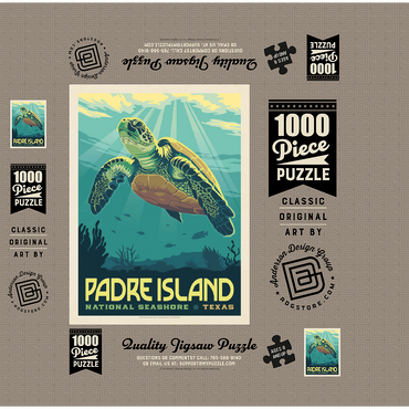 Padre Island National Seashore, Texas, Vintage Poster 1000 Jigsaw Puzzle box 3D Modell