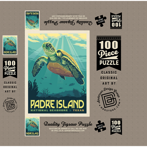 Padre Island National Seashore, Texas, Vintage Poster 100 Jigsaw Puzzle box 3D Modell