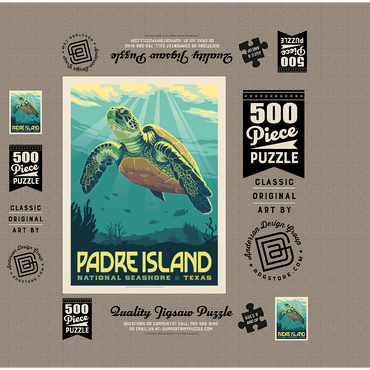 Padre Island National Seashore, Texas, Vintage Poster 500 Jigsaw Puzzle box 3D Modell