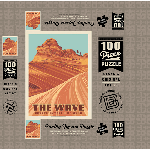 Coyote Buttes, AZ: Inside The Wave, Vintage Poster 100 Jigsaw Puzzle box 3D Modell