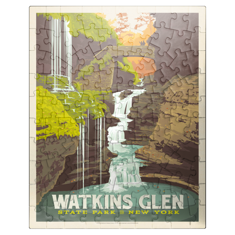 puzzleplate Watkins Glen State Park, New York, Vintage Poster 100 Jigsaw Puzzle