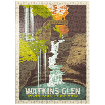 puzzleplate Watkins Glen State Park, New York, Vintage Poster 500 Jigsaw Puzzle