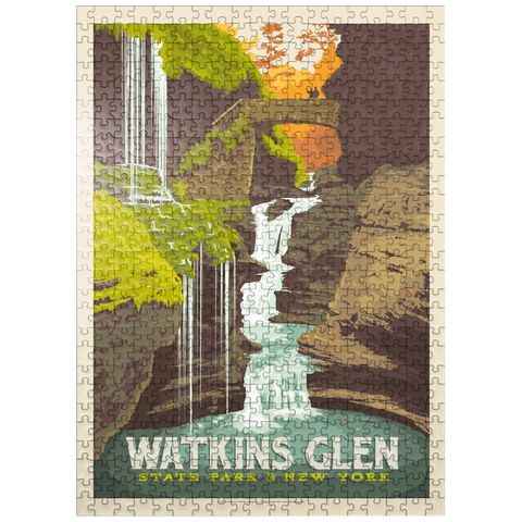 puzzleplate Watkins Glen State Park, New York, Vintage Poster 500 Jigsaw Puzzle