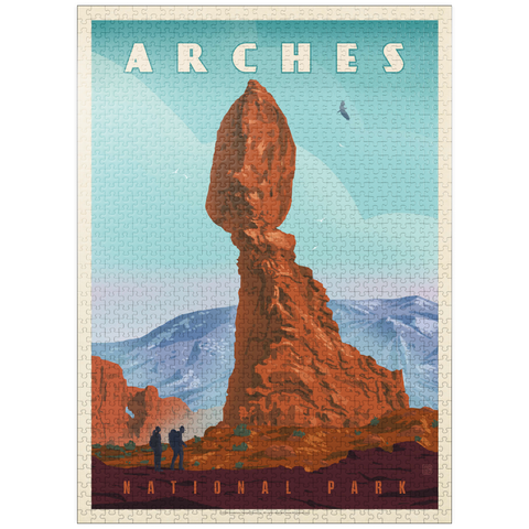 puzzleplate Arches National Park: Balanced Rock, Vintage Poster 1000 Jigsaw Puzzle