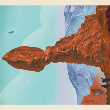 Arches National Park: Balanced Rock, Vintage Poster 1000 Jigsaw Puzzle 3D Modell