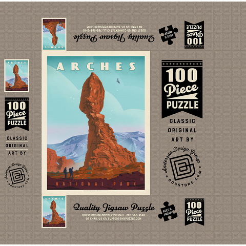 Arches National Park: Balanced Rock, Vintage Poster 100 Jigsaw Puzzle box 3D Modell