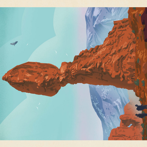 Arches National Park: Balanced Rock, Vintage Poster 500 Jigsaw Puzzle 3D Modell