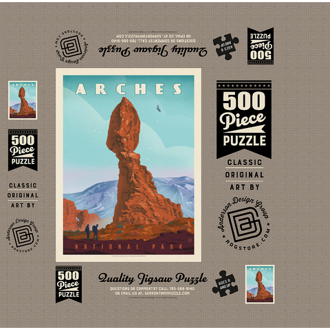 Arches National Park: Balanced Rock, Vintage Poster 500 Jigsaw Puzzle box 3D Modell