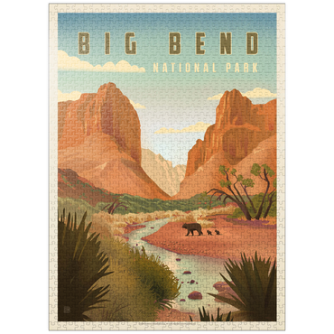 puzzleplate Big Bend National Park: Black Bears, Vintage Poster 1000 Jigsaw Puzzle