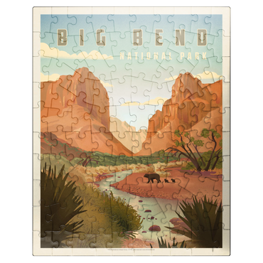 puzzleplate Big Bend National Park: Black Bears, Vintage Poster 100 Jigsaw Puzzle