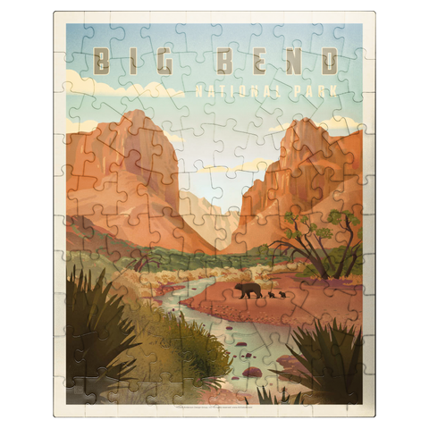 puzzleplate Big Bend National Park: Black Bears, Vintage Poster 100 Jigsaw Puzzle