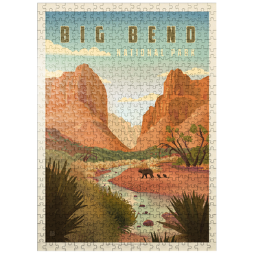 puzzleplate Big Bend National Park: Black Bears, Vintage Poster 500 Jigsaw Puzzle