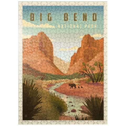 puzzleplate Big Bend National Park: Black Bears, Vintage Poster 500 Jigsaw Puzzle