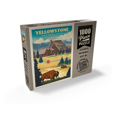 Yellowstone National Park: Old Faithful Inn Bisons, Vintage Poster 1000 Jigsaw Puzzle box view2