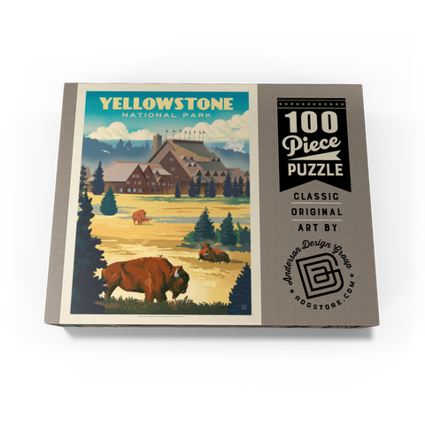 Yellowstone National Park: Old Faithful Inn Bisons, Vintage Poster 100 Jigsaw Puzzle box view3
