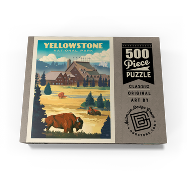Yellowstone National Park: Old Faithful Inn Bisons, Vintage Poster 500 Jigsaw Puzzle box view3
