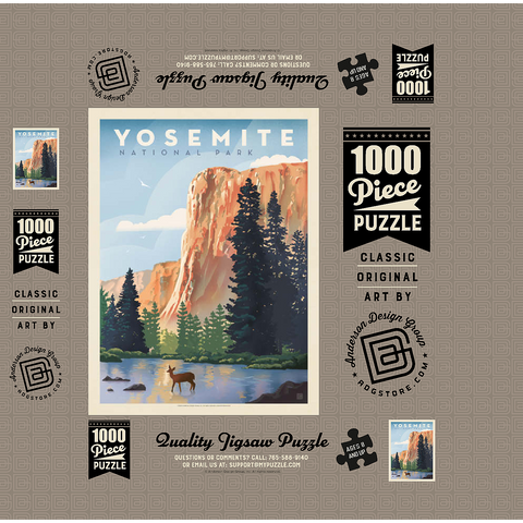 Yosemite National Park: In The Shadow Of El Capitan, Vintage Poster 1000 Jigsaw Puzzle box 3D Modell