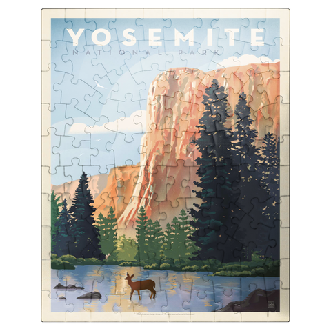 puzzleplate Yosemite National Park: In The Shadow Of El Capitan, Vintage Poster 100 Jigsaw Puzzle