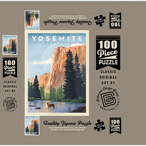 Yosemite National Park: In The Shadow Of El Capitan, Vintage Poster 100 Jigsaw Puzzle box 3D Modell