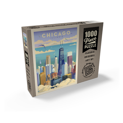 Chicago: Bird's Eye View Of Lake Michigan, Vintage Poster 1000 Jigsaw Puzzle box view2