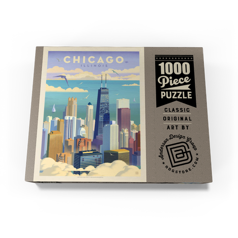 Chicago: Bird's Eye View Of Lake Michigan, Vintage Poster 1000 Jigsaw Puzzle box view3