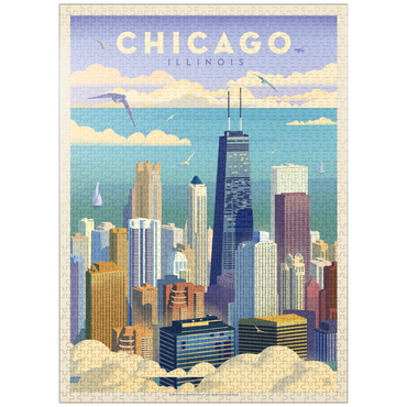 puzzleplate Chicago: Bird's Eye View Of Lake Michigan, Vintage Poster 1000 Jigsaw Puzzle