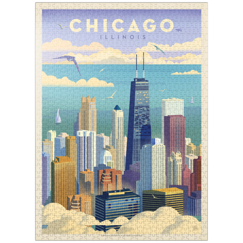 puzzleplate Chicago: Bird's Eye View Of Lake Michigan, Vintage Poster 1000 Jigsaw Puzzle