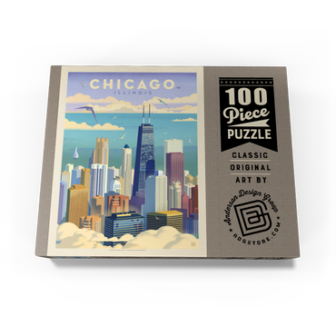 Chicago: Bird's Eye View Of Lake Michigan, Vintage Poster 100 Jigsaw Puzzle box view3