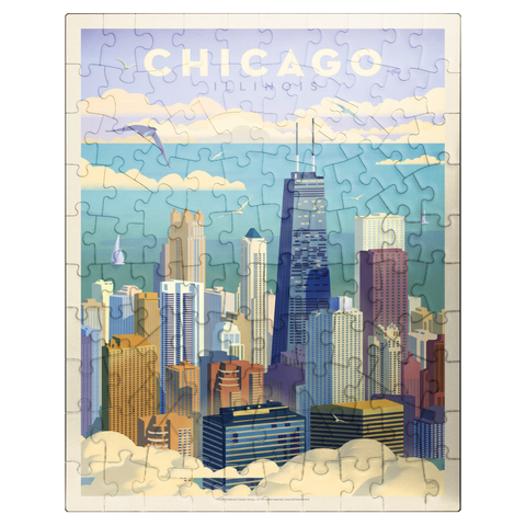 puzzleplate Chicago: Bird's Eye View Of Lake Michigan, Vintage Poster 100 Jigsaw Puzzle