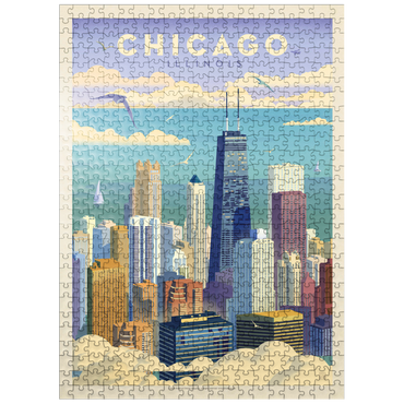 puzzleplate Chicago: Bird's Eye View Of Lake Michigan, Vintage Poster 500 Jigsaw Puzzle