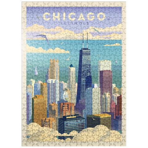 puzzleplate Chicago: Bird's Eye View Of Lake Michigan, Vintage Poster 500 Jigsaw Puzzle