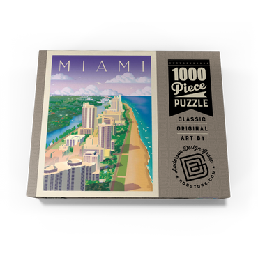 Miami, FL: Bird's Eye View, Vintage Poster 1000 Jigsaw Puzzle box view3