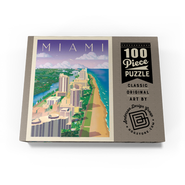 Miami, FL: Bird's Eye View, Vintage Poster 100 Jigsaw Puzzle box view3