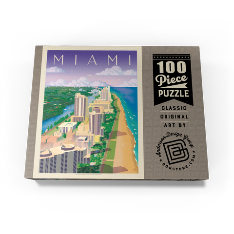 Miami, FL: Bird's Eye View, Vintage Poster 100 Jigsaw Puzzle box view3