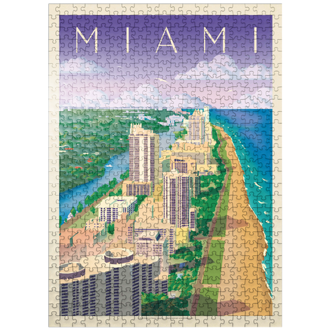 puzzleplate Miami, FL: Bird's Eye View, Vintage Poster 500 Jigsaw Puzzle