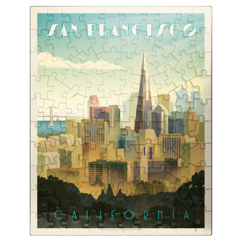 puzzleplate San Francisco, CA: Tower View, Vintage Poster 100 Jigsaw Puzzle