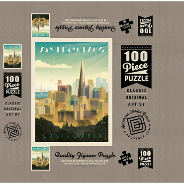 San Francisco, CA: Tower View, Vintage Poster 100 Jigsaw Puzzle box 3D Modell