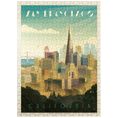 puzzleplate San Francisco, CA: Tower View, Vintage Poster 500 Jigsaw Puzzle