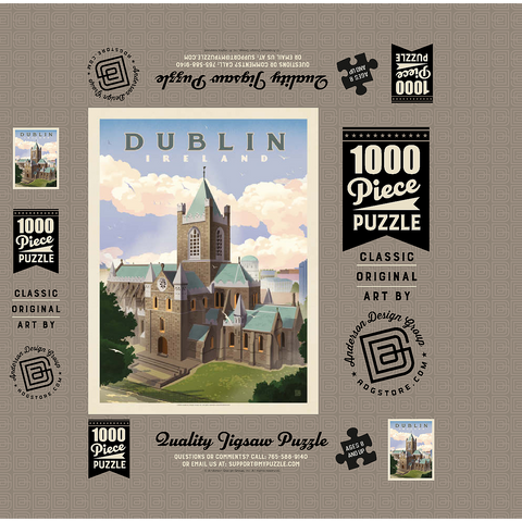 Ireland: Dublin, Vintage Poster 1000 Jigsaw Puzzle box 3D Modell