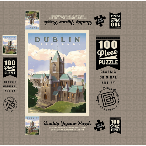 Ireland: Dublin, Vintage Poster 100 Jigsaw Puzzle box 3D Modell